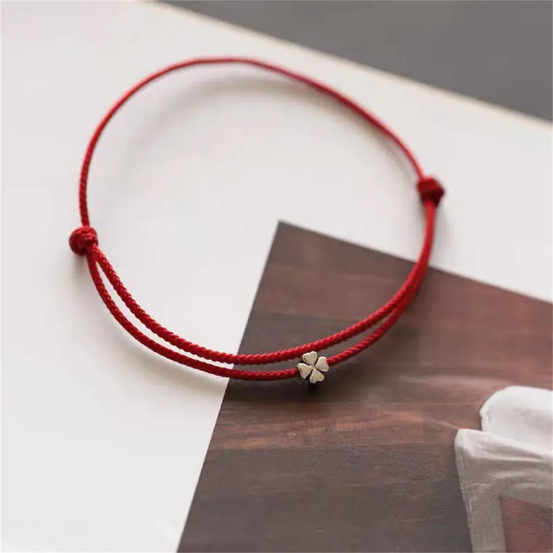 Pulsera de Cuerda Tejida Simple Cuatro Hojas