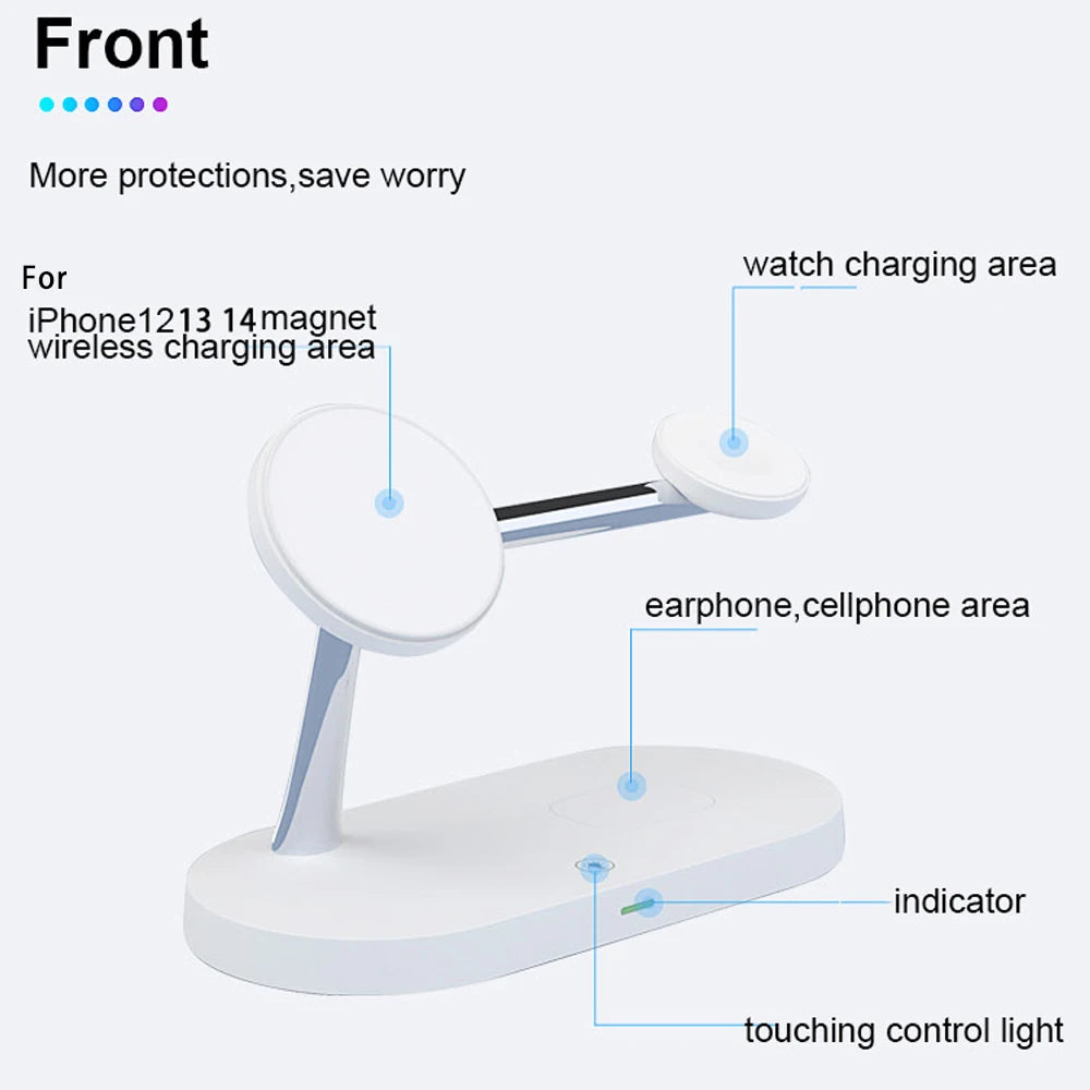 3 in 1 Magnetic Wireless Charger For iPhone 16 15 14 13 12 Fast Charging Station for Apple Watch 10 9 8 7 6 5 4 Airpods 2 3 Pro