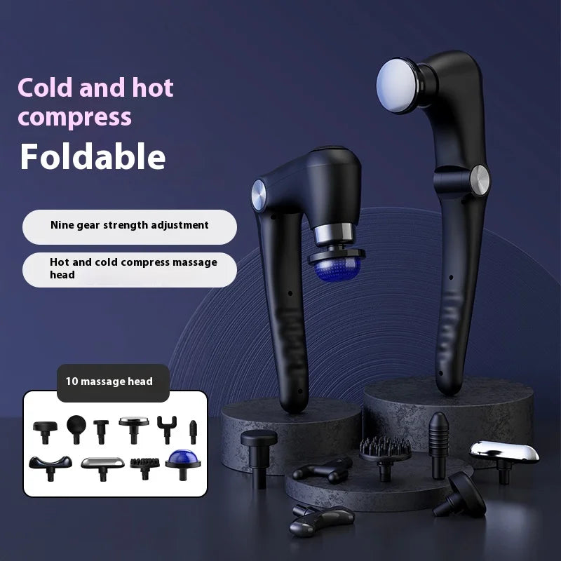 Fascia Gun Massage with Hot and Cold Heads Adjustable Angles Portable Percussion Back Massager for Neck Body Muscle Fitness