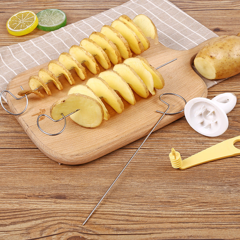 1 Set Stainless Steel Plastic Rotate Potato Slicer Twisted Potato Spiral Slice Cutter Creative Vegetable Tool Kitchen Gadgets