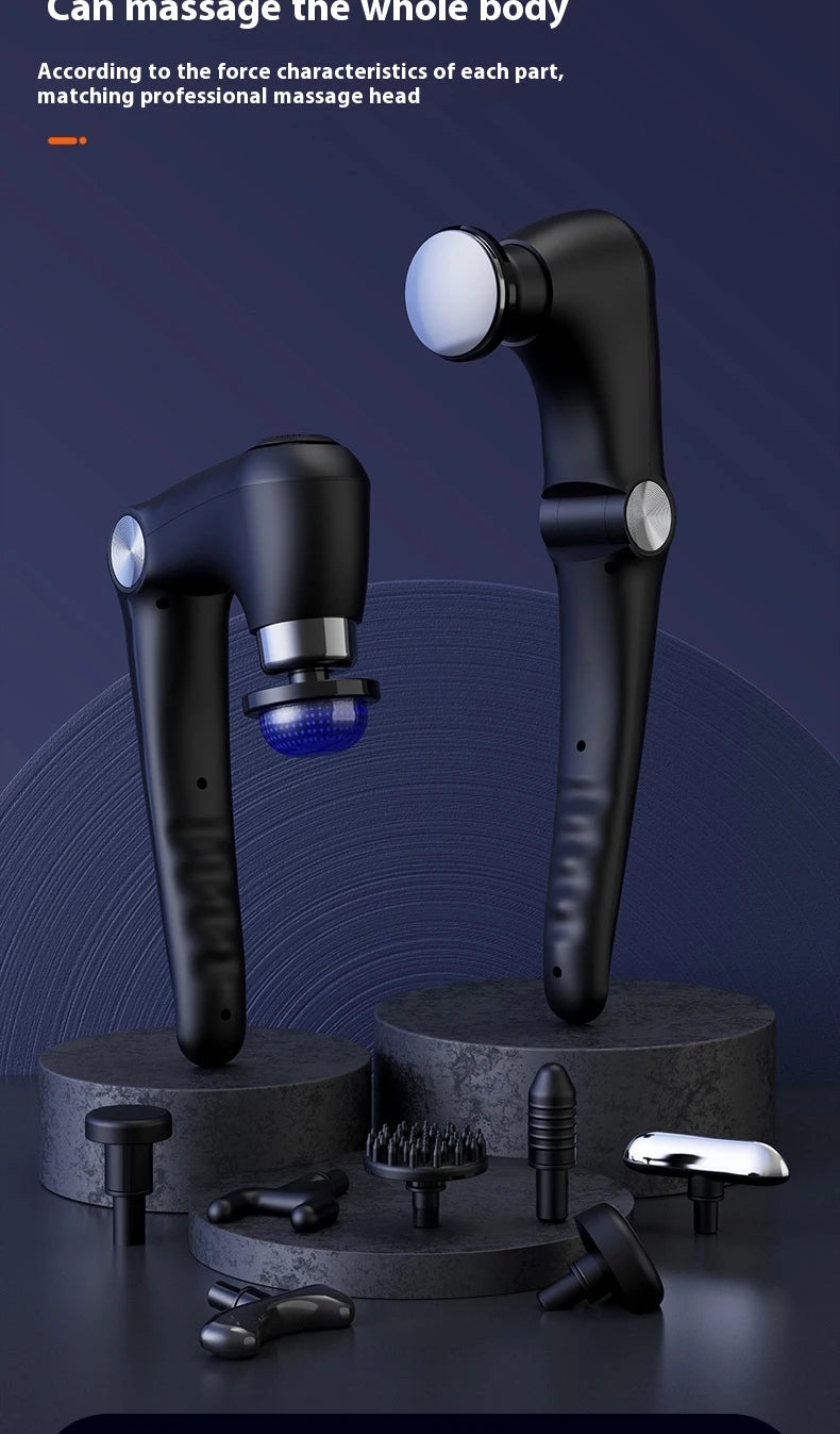 Fascia Gun Massage with Hot and Cold Heads Adjustable Angles Portable Percussion Back Massager for Neck Body Muscle Fitness