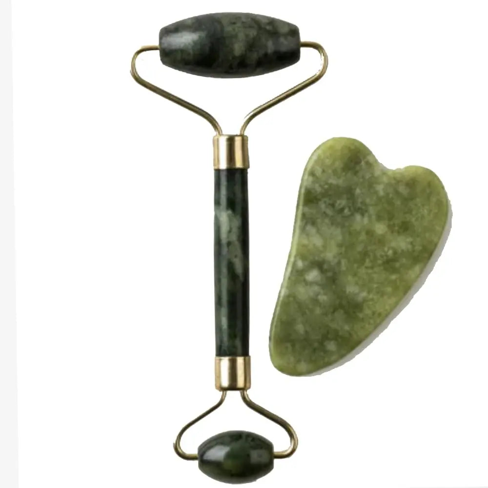 New Anti Aging Jade Stone Massage Set Gua Sha Rose Quartz Jade Face Roller gua shua