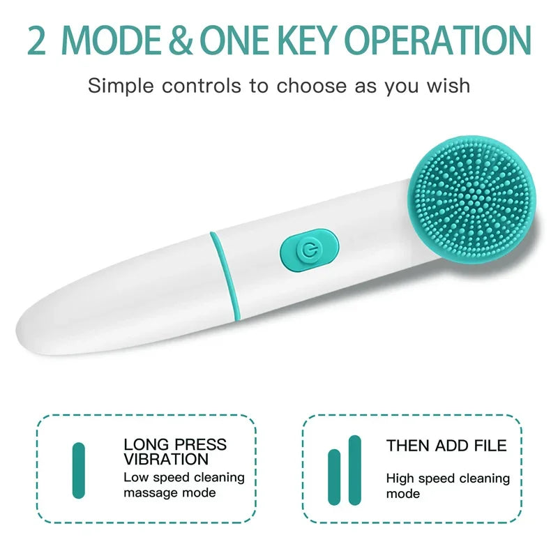2024 Multi-functional electric Ultrasonic Facial cleaning Brush 2 in 1 professional silicone cleansing brush