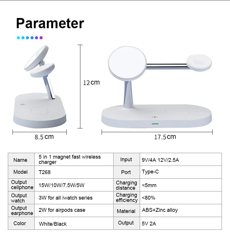 3 in 1 Magnetic Wireless Charger For iPhone 16 15 14 13 12 Fast Charging Station for Apple Watch 10 9 8 7 6 5 4 Airpods 2 3 Pro