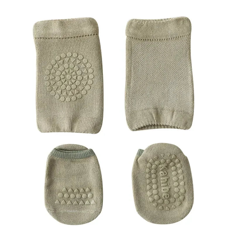 Baby Knee Pads Socks Set for Girls Boys Summer Solid Color Anti Slip Socks Kid Crawling Safety Floor Sock Leg Knee Protector