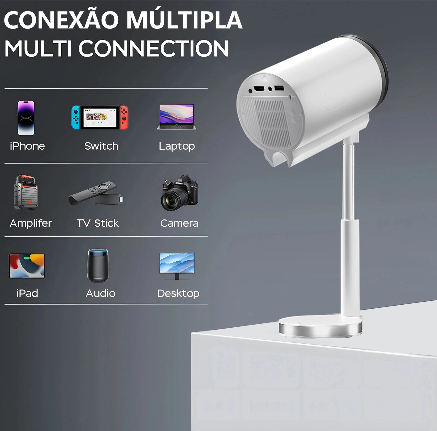 Salange X5 Smart Projector 1080P Android13 Wifi Support 4K Low Noise Portable Hidden Bracket Projector for Home Bedroom Outdoor