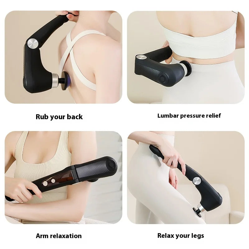 Fascia Gun Massage with Hot and Cold Heads Adjustable Angles Portable Percussion Back Massager for Neck Body Muscle Fitness