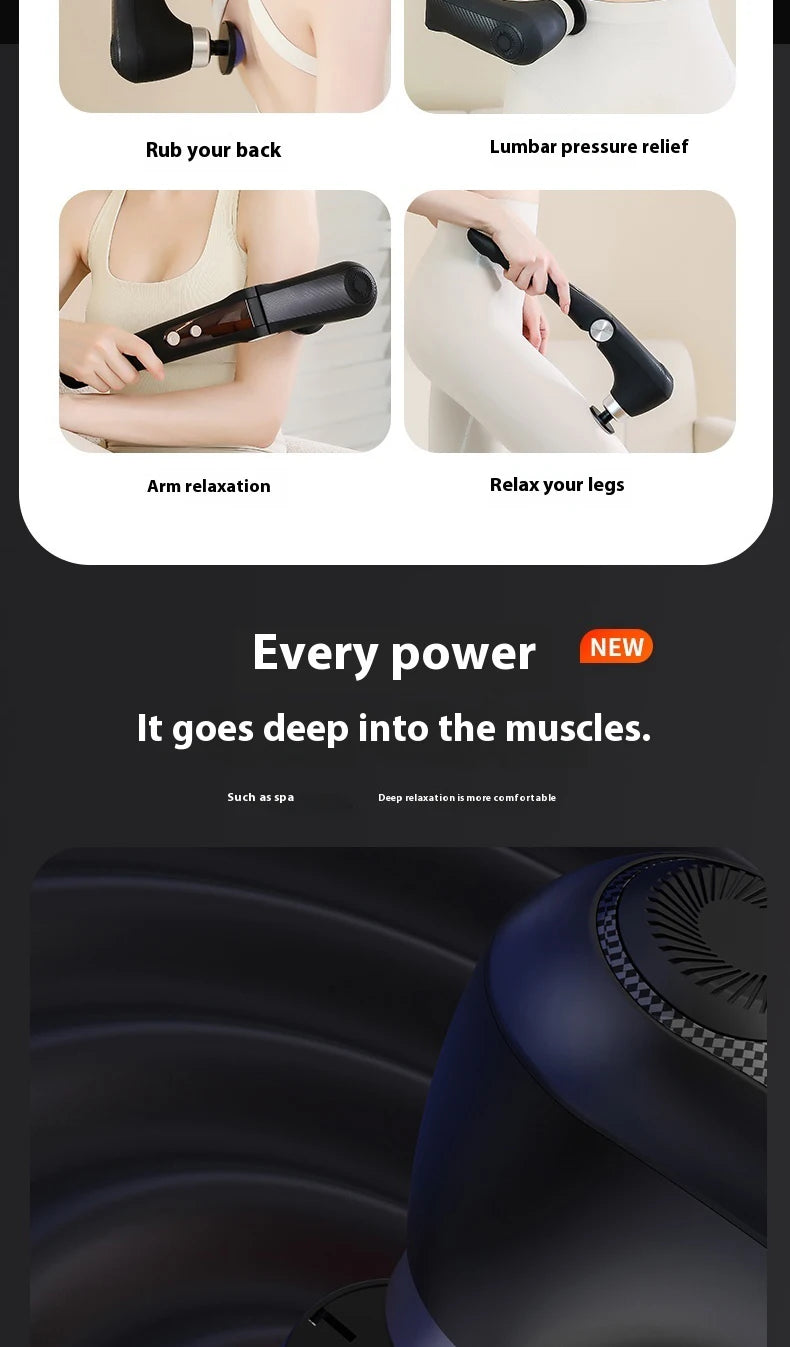 Fascia Gun Massage with Hot and Cold Heads Adjustable Angles Portable Percussion Back Massager for Neck Body Muscle Fitness