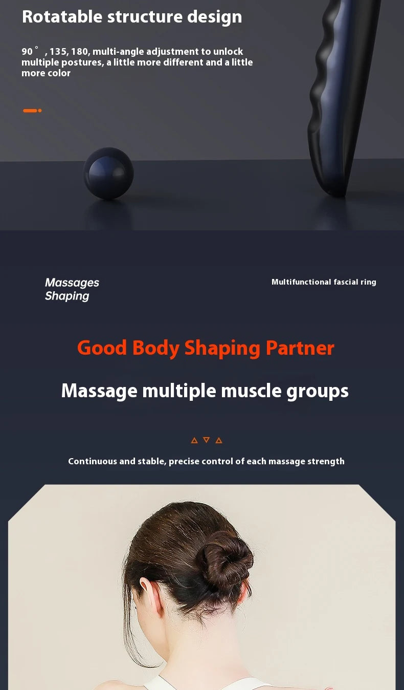 Fascia Gun Massage with Hot and Cold Heads Adjustable Angles Portable Percussion Back Massager for Neck Body Muscle Fitness