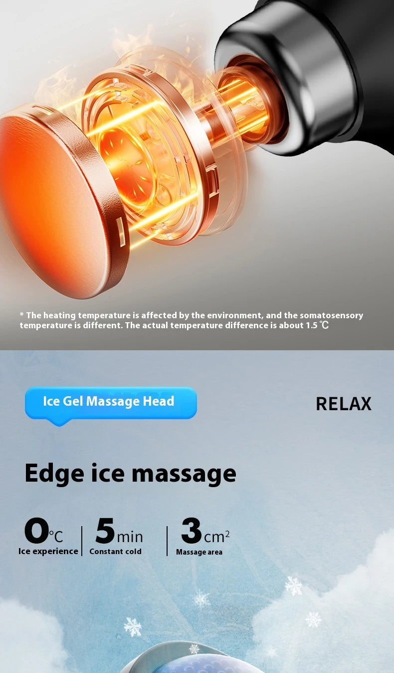 Fascia Gun Massage with Hot and Cold Heads Adjustable Angles Portable Percussion Back Massager for Neck Body Muscle Fitness