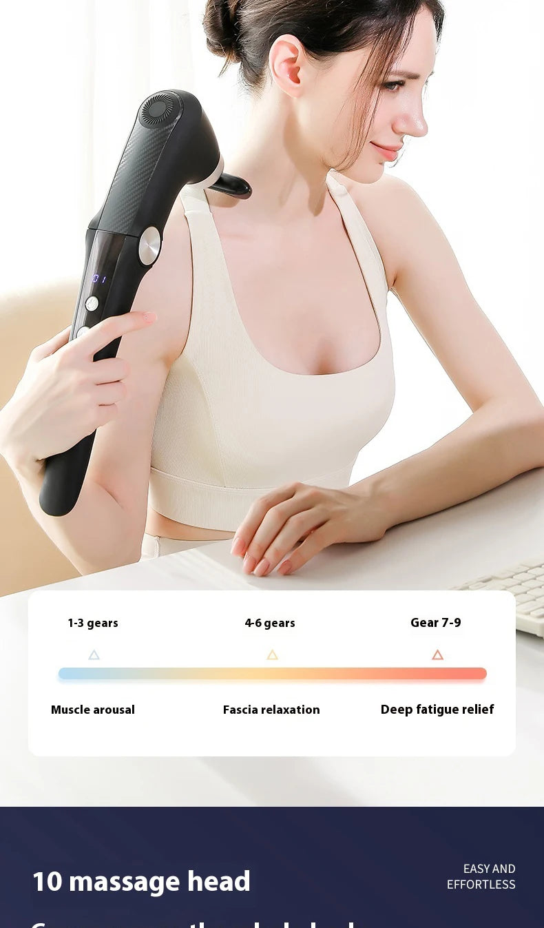 Fascia Gun Massage with Hot and Cold Heads Adjustable Angles Portable Percussion Back Massager for Neck Body Muscle Fitness