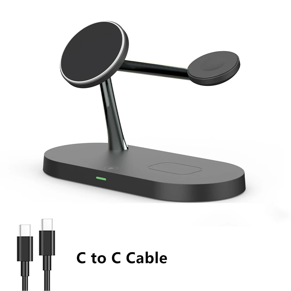 3 in 1 Magnetic Wireless Charger For iPhone 16 15 14 13 12 Fast Charging Station for Apple Watch 10 9 8 7 6 5 4 Airpods 2 3 Pro