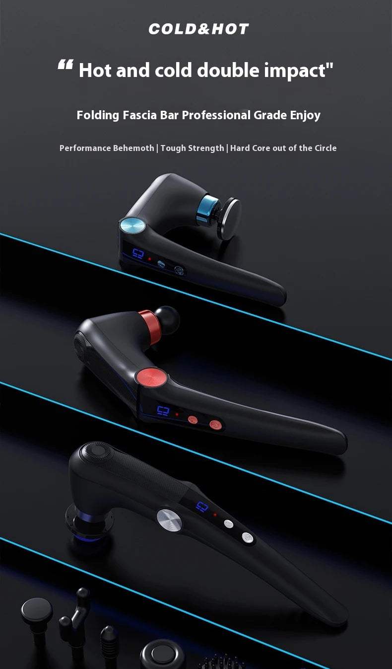 Fascia Gun Massage with Hot and Cold Heads Adjustable Angles Portable Percussion Back Massager for Neck Body Muscle Fitness