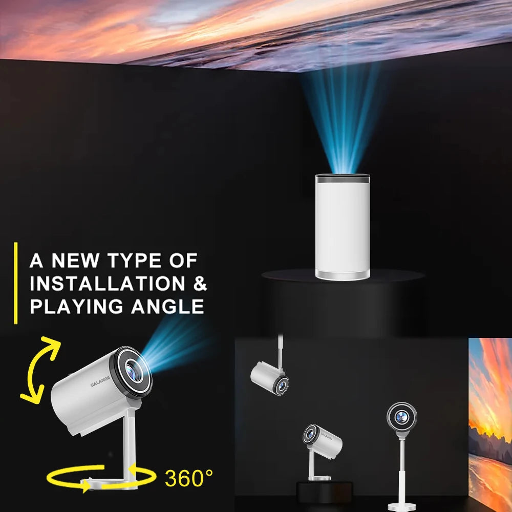 Salange X5 Smart Projector 1080P Android13 Wifi Support 4K Low Noise Portable Hidden Bracket Projector for Home Bedroom Outdoor