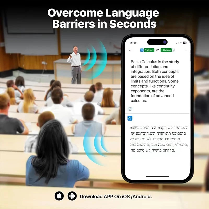Auriculares UYUXIO con traductor en tiempo real y traducción de idiomas con IA, 144 idiomas y acentos, 3 en 1, OWS, para empresas