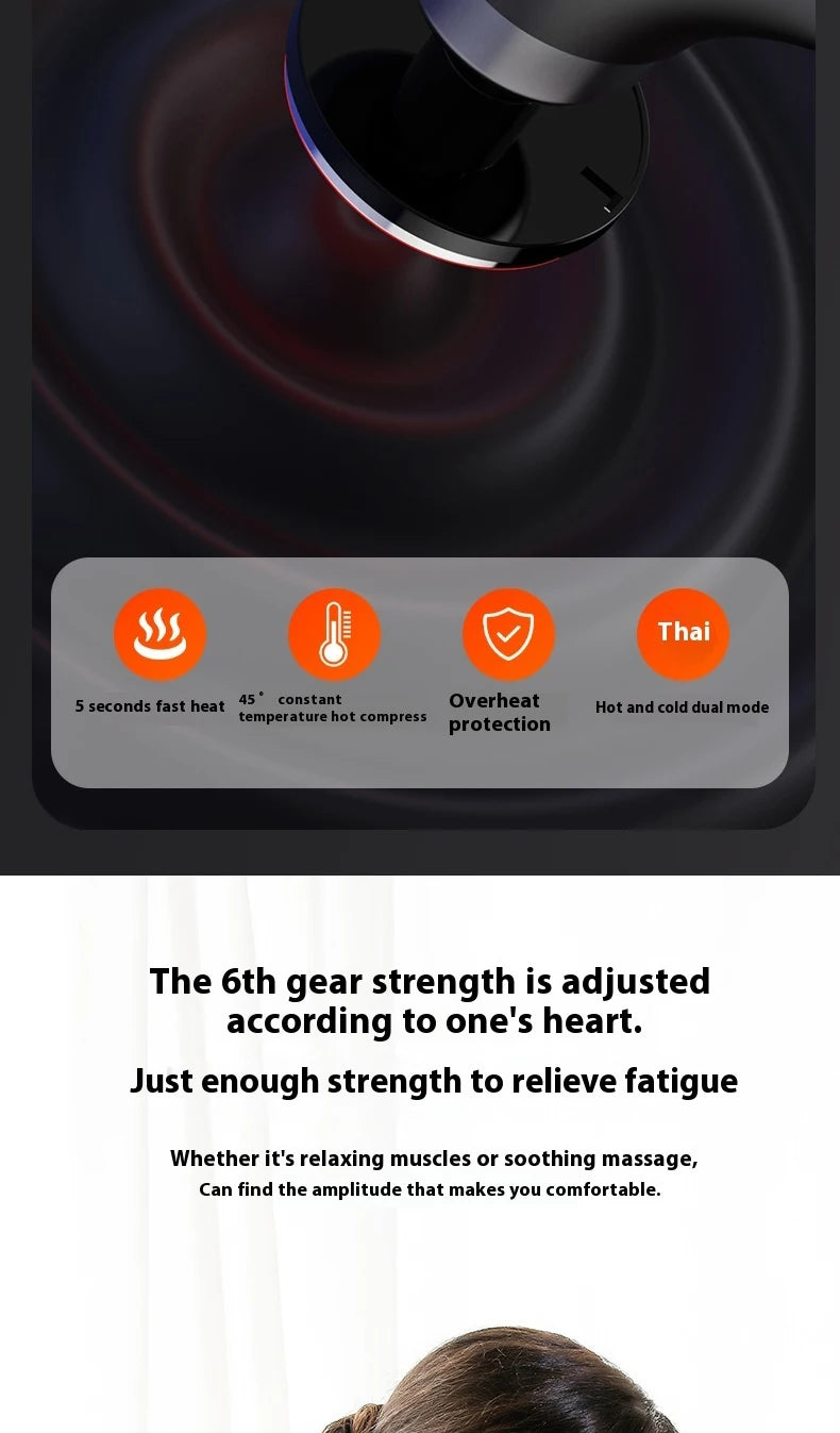 Fascia Gun Massage with Hot and Cold Heads Adjustable Angles Portable Percussion Back Massager for Neck Body Muscle Fitness