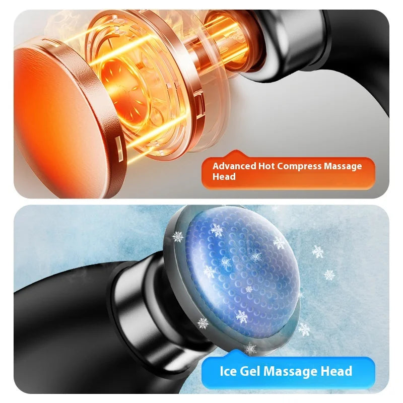 Fascia Gun Massage with Hot and Cold Heads Adjustable Angles Portable Percussion Back Massager for Neck Body Muscle Fitness