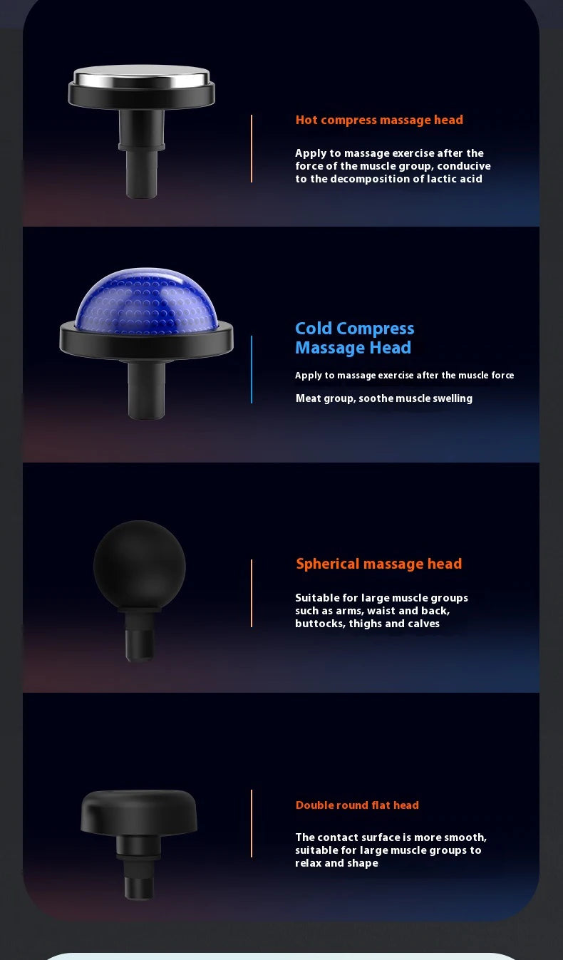 Fascia Gun Massage with Hot and Cold Heads Adjustable Angles Portable Percussion Back Massager for Neck Body Muscle Fitness