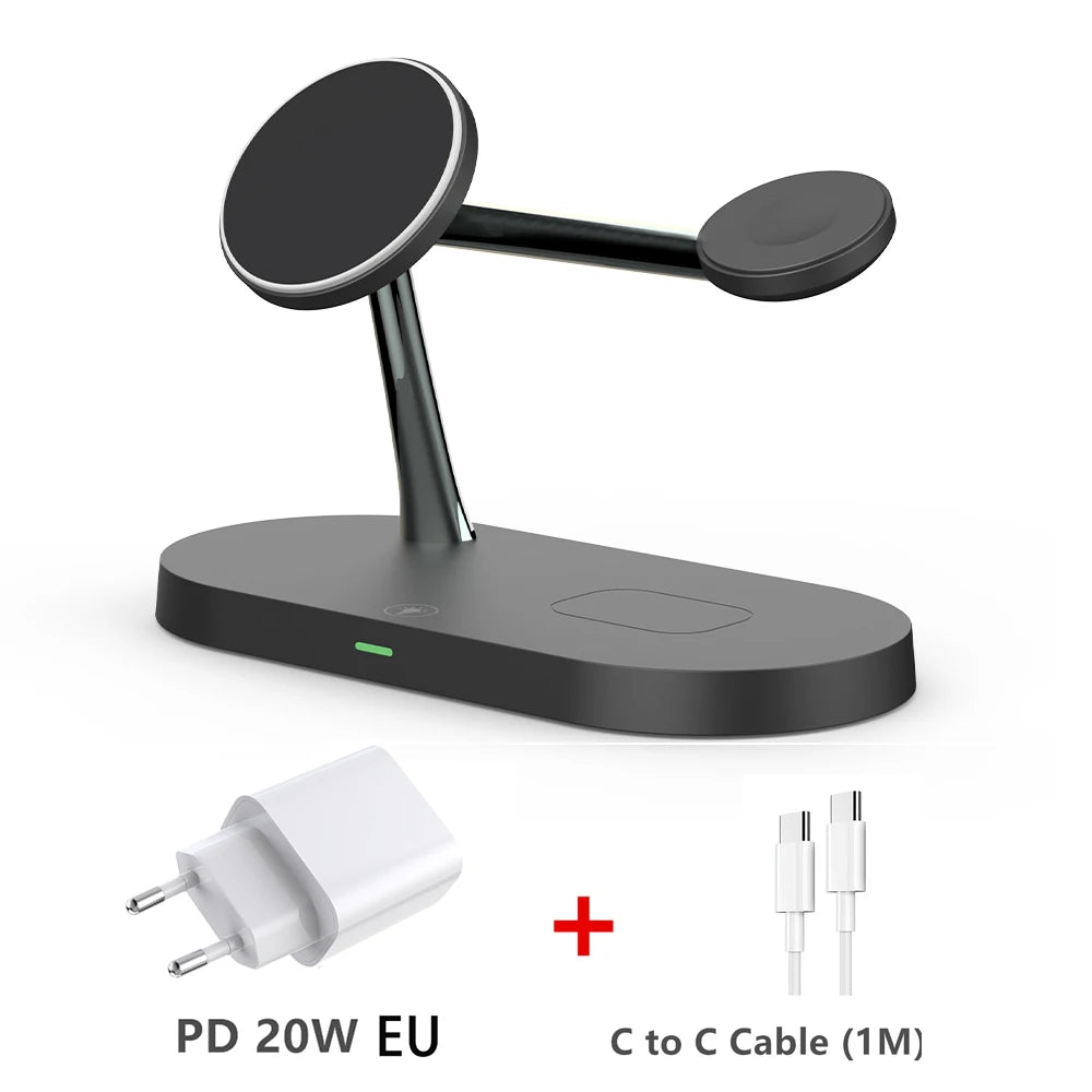 3 in 1 Magnetic Wireless Charger For iPhone 16 15 14 13 12 Fast Charging Station for Apple Watch 10 9 8 7 6 5 4 Airpods 2 3 Pro