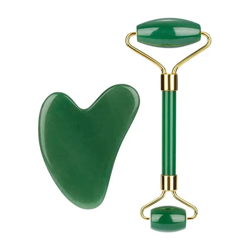 New Anti Aging Jade Stone Massage Set Gua Sha Rose Quartz Jade Face Roller gua shua