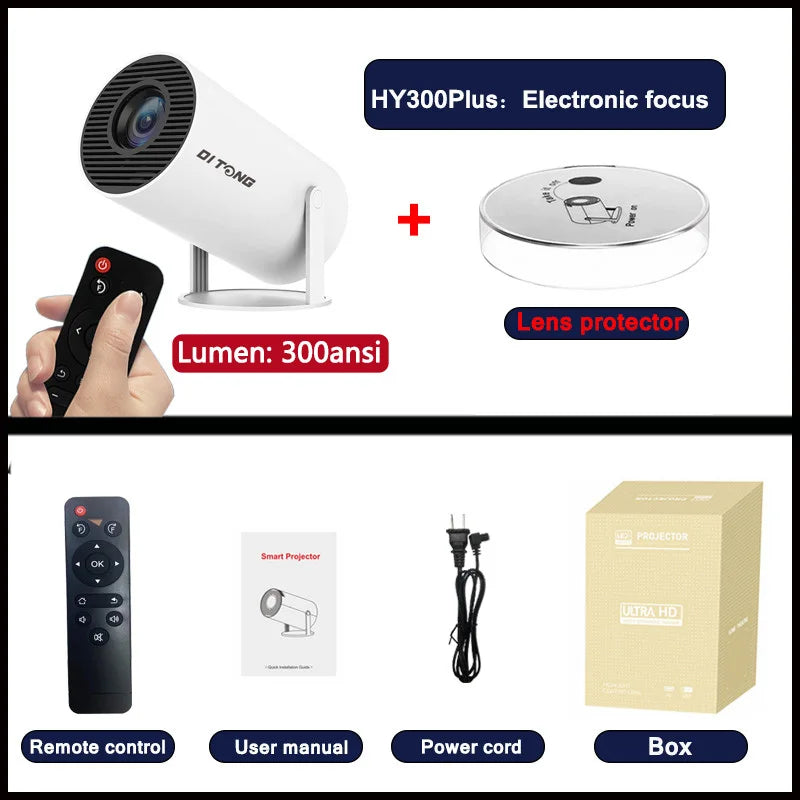 DITONG hy300 pro new Projector 4K Android Wifi 1080P 1280*720P HD Home Cinema Outdoor portable Video movies led mini Projetor
