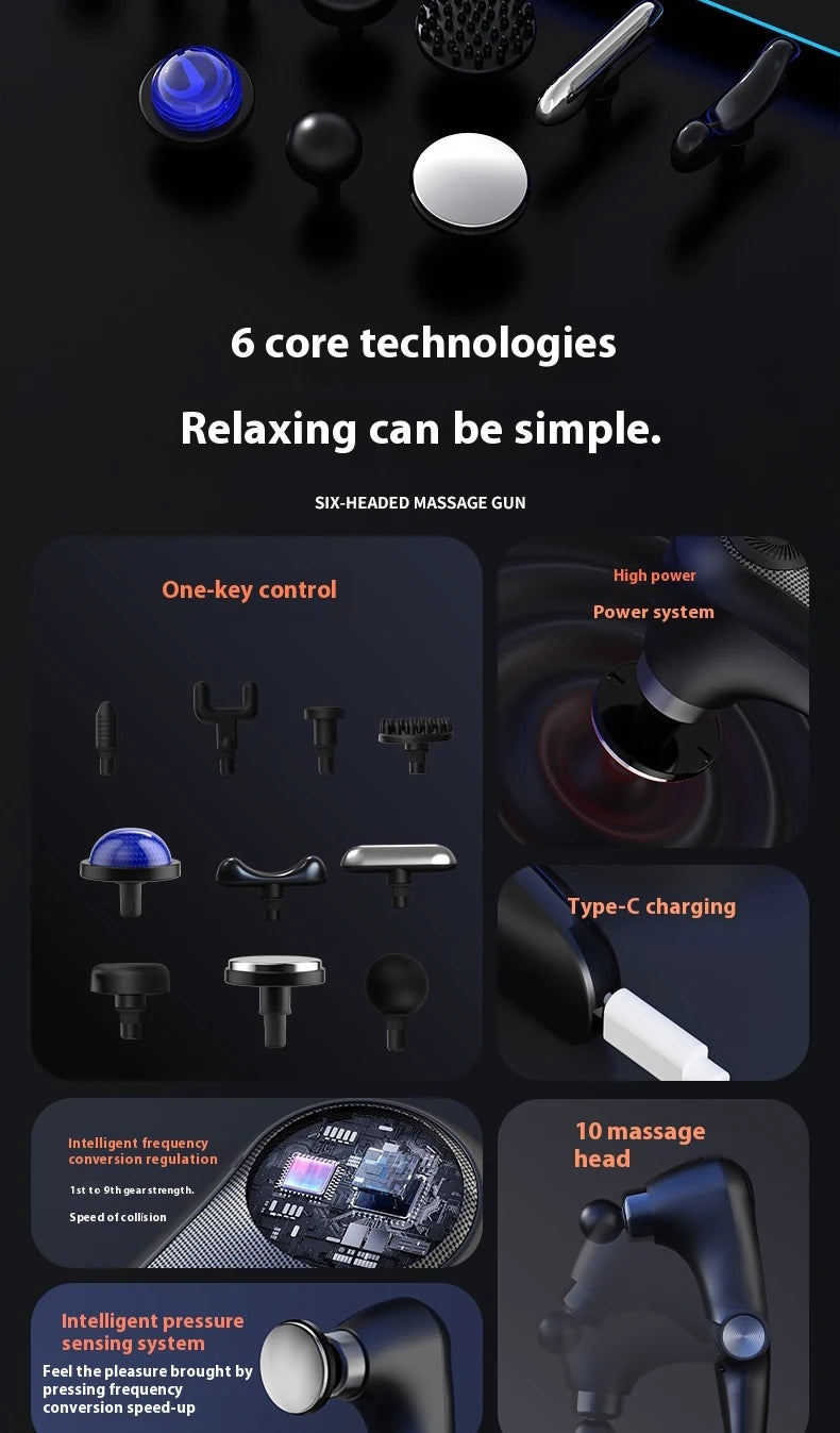 Fascia Gun Massage with Hot and Cold Heads Adjustable Angles Portable Percussion Back Massager for Neck Body Muscle Fitness