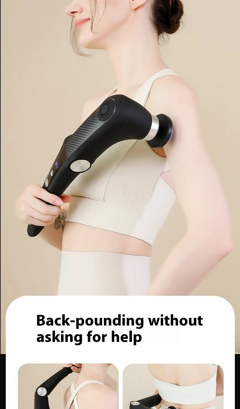Fascia Gun Massage with Hot and Cold Heads Adjustable Angles Portable Percussion Back Massager for Neck Body Muscle Fitness