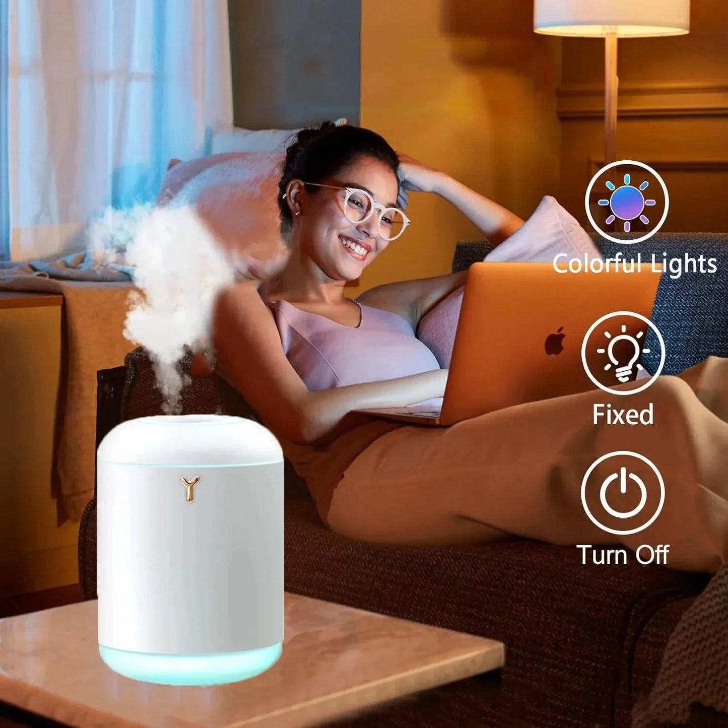 Efficient and powerful compact portable air purifier with 1000ml capacity for purification in office and bedroom. Sleek and idea