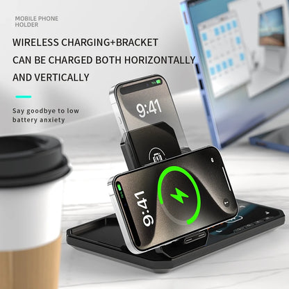 Infaste W27 6 In 1 Wireless Charger Portable High Speed Desktop Folding For Earphones Bluetooth Speaker Alarm Clock