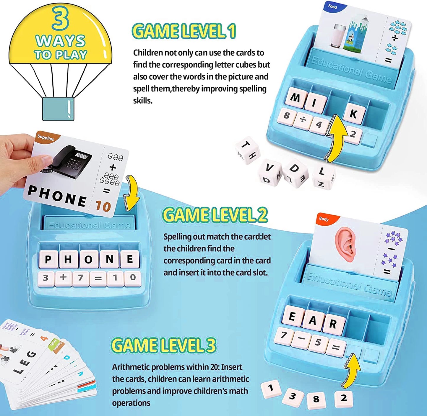 Children's educational toys supporting alphabet arithmetic games for boys girls 4-12 years old gift toys early education tools