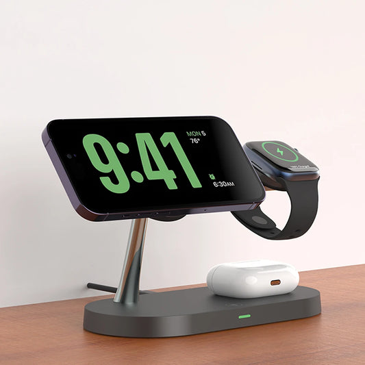 3 in 1 Magnetic Wireless Charger For iPhone 16 15 14 13 12 Fast Charging Station for Apple Watch 10 9 8 7 6 5 4 Airpods 2 3 Pro