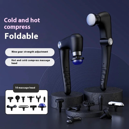Fascia Gun Massage with Hot and Cold Heads Adjustable Angles Portable Percussion Back Massager for Neck Body Muscle Fitness