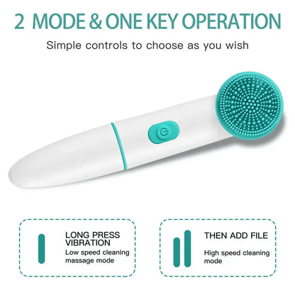 2024 Multi-functional electric Ultrasonic Facial cleaning Brush 2 in 1 professional silicone cleansing brush