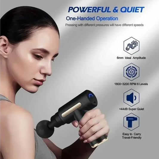 New 4-Head Mini Fascia Gun Multi-Stage Massage Gun Muscle Relaxation Massage Equipment Portable Vibration Massager