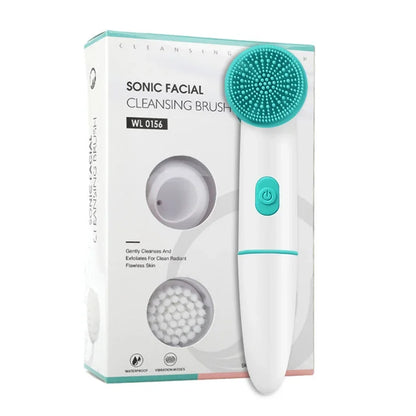 2024 Multi-functional electric Ultrasonic Facial cleaning Brush 2 in 1 professional silicone cleansing brush