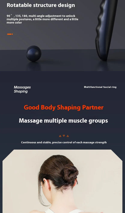 Fascia Gun Massage with Hot and Cold Heads Adjustable Angles Portable Percussion Back Massager for Neck Body Muscle Fitness
