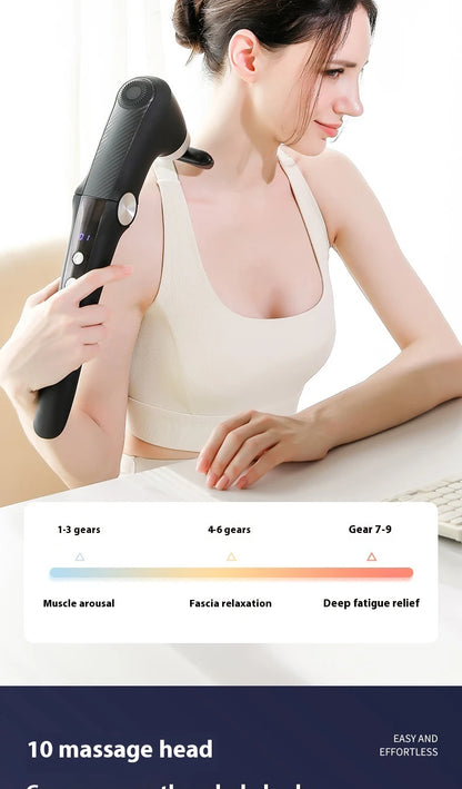 Fascia Gun Massage with Hot and Cold Heads Adjustable Angles Portable Percussion Back Massager for Neck Body Muscle Fitness