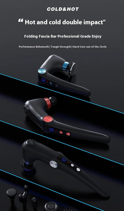 Fascia Gun Massage with Hot and Cold Heads Adjustable Angles Portable Percussion Back Massager for Neck Body Muscle Fitness
