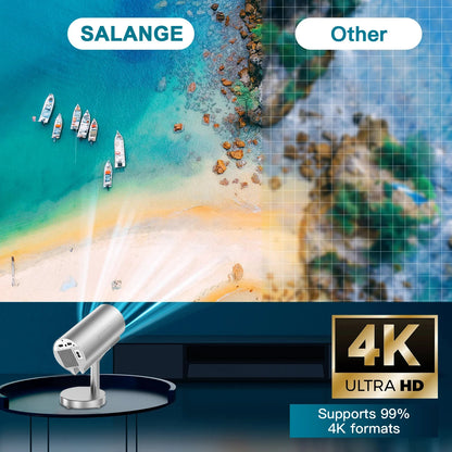 Salange X5 Smart Projector 1080P Android13 Wifi Support 4K Low Noise Portable Hidden Bracket Projector for Home Bedroom Outdoor
