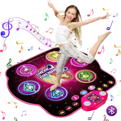 TERRAMUS Dance Mat Light-up Dance Pad Toy with Bluetooth/27 Levels/Memory Challenge/LED/Toys Birthday Gifts for Girls 3+