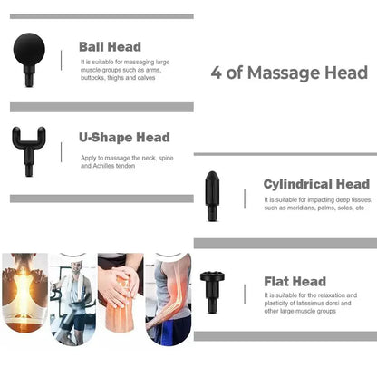 New 4-Head Mini Fascia Gun Multi-Stage Massage Gun Muscle Relaxation Massage Equipment Portable Vibration Massager