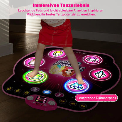 TERRAMUS Dance Mat Light-up Dance Pad Toy with Bluetooth/27 Levels/Memory Challenge/LED/Toys Birthday Gifts for Girls 3+