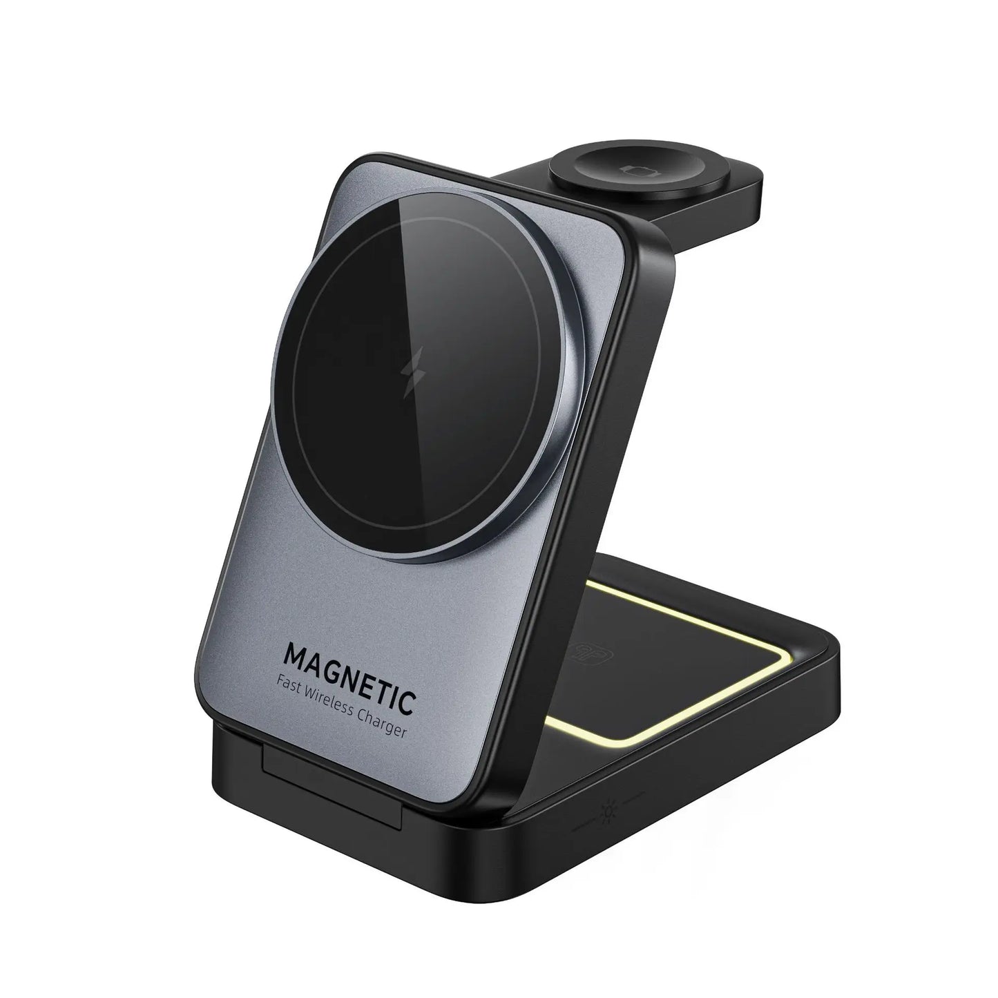 Foldable Magnetic 3 in 1 Wireless Charger with Light for iPhone 16/15/14/13 Pro Max, AirPods, iWatch Fast Charging Stand