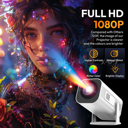Mini Projector with WIFI 6 and Bluetooth,4K 1080P Support Auto Focus Portable Projector Compatible for Laptop, PC, Smartphone