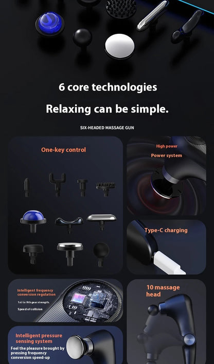 Fascia Gun Massage with Hot and Cold Heads Adjustable Angles Portable Percussion Back Massager for Neck Body Muscle Fitness